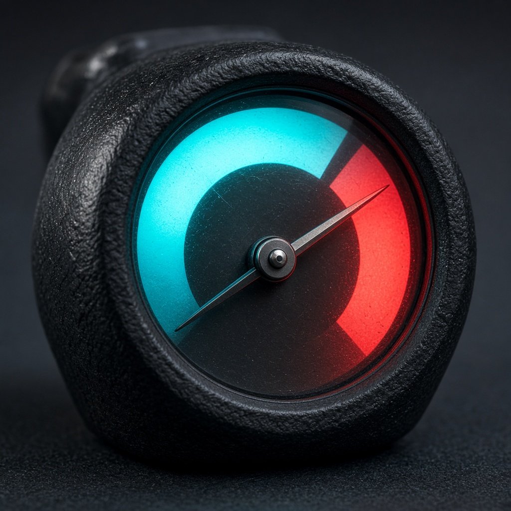 Signal gauge with red and cyan needles — craft object for channel performance